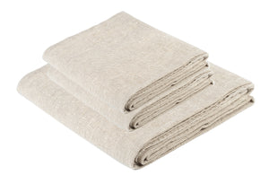 BLESS LINEN Natural Huckaback Pure Linen Towel Set of 3, Natural Gray