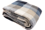 BLESS LINEN 100% Linen Throw Blanket, 87 x 83 Inches, Blue/Grey Plaid