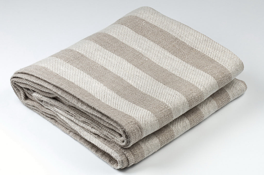 BLESS LINEN 100% Linen Bath Towel Jacquard Striped
