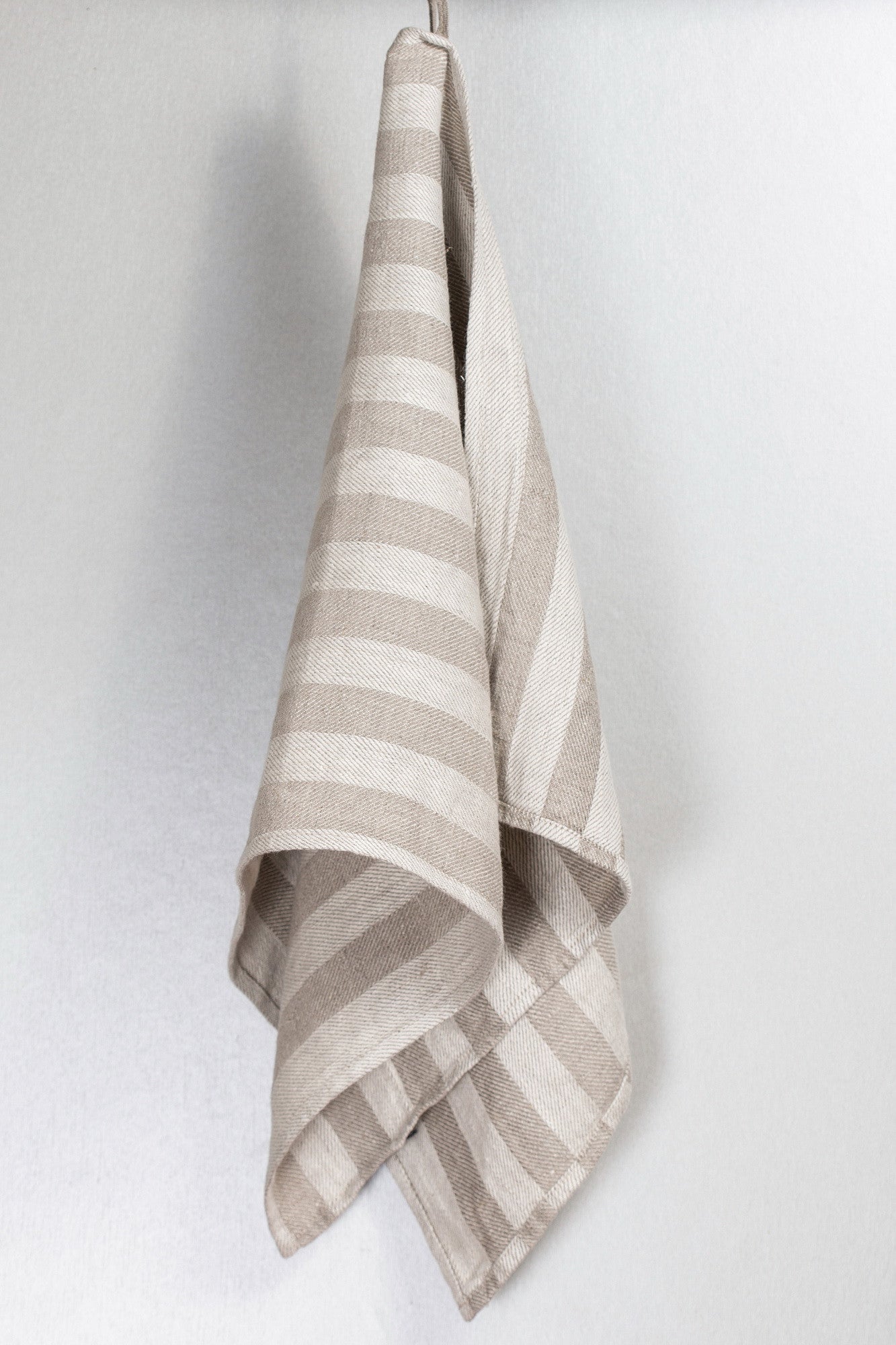BLESS LINEN Jacquard Striped Pure Linen Flax Bath Towel, Grey/White - BLESS LINEN pure linen towels and blankets - 6
