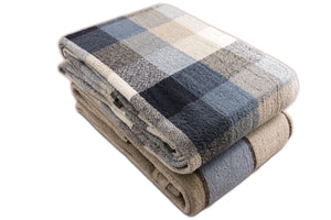 BLESS LINEN 100% Linen Throw Blanket, 87 x 83 Inches, Blue Striped
